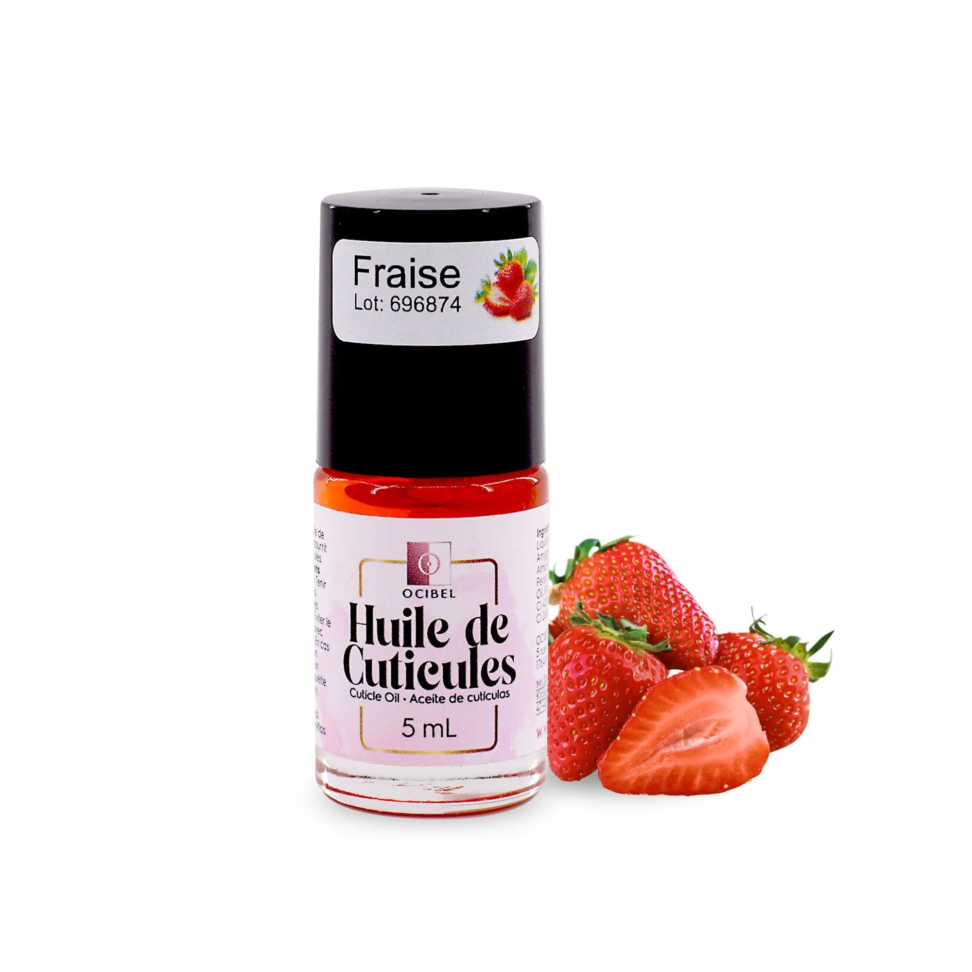 Huile cuticules Fraise 5ml – Soin ongles parfumé OCIBEL