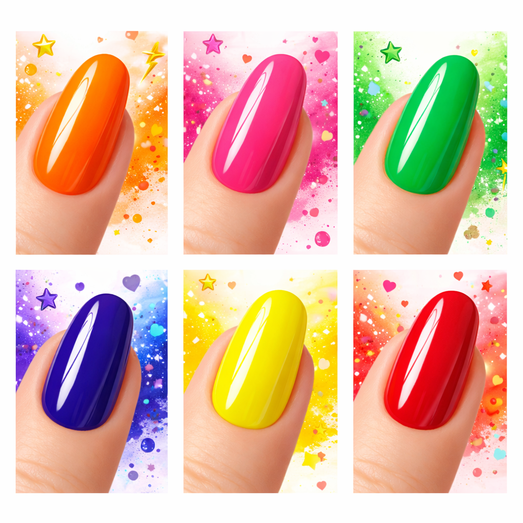 Lot de 6 Vernis à Ongles Colorés 6 x 13 ml – Effet Gel Brillant – Tenue 9 Jours – Séchage Rapide – Couleurs Vives – Finition Professionnelle OCIBEL