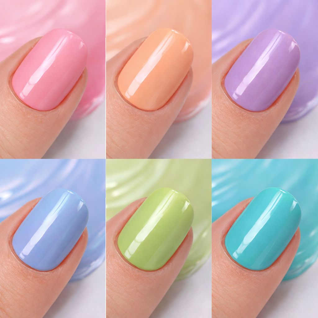 Lot de 6 Vernis à Ongles Pastel 6 x 13 ml – Longue Tenue 9 Jours – Effet Gel Brillant – Séchage Rapide – Couleurs Douces Tendance – Finition Professionnelle OCIBEL