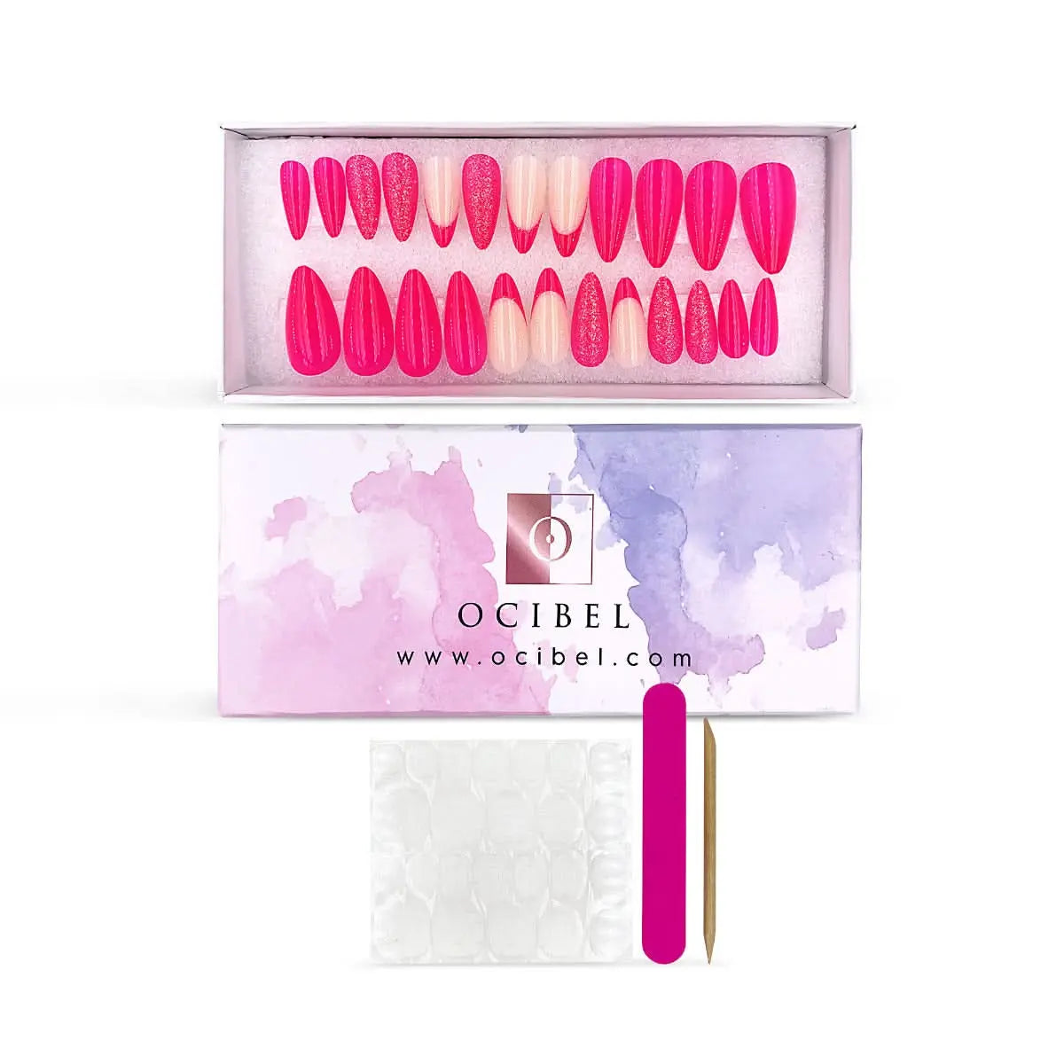 Press On Nails Faux Ongles Réutilisables - Medium Amande Rose OCIBEL