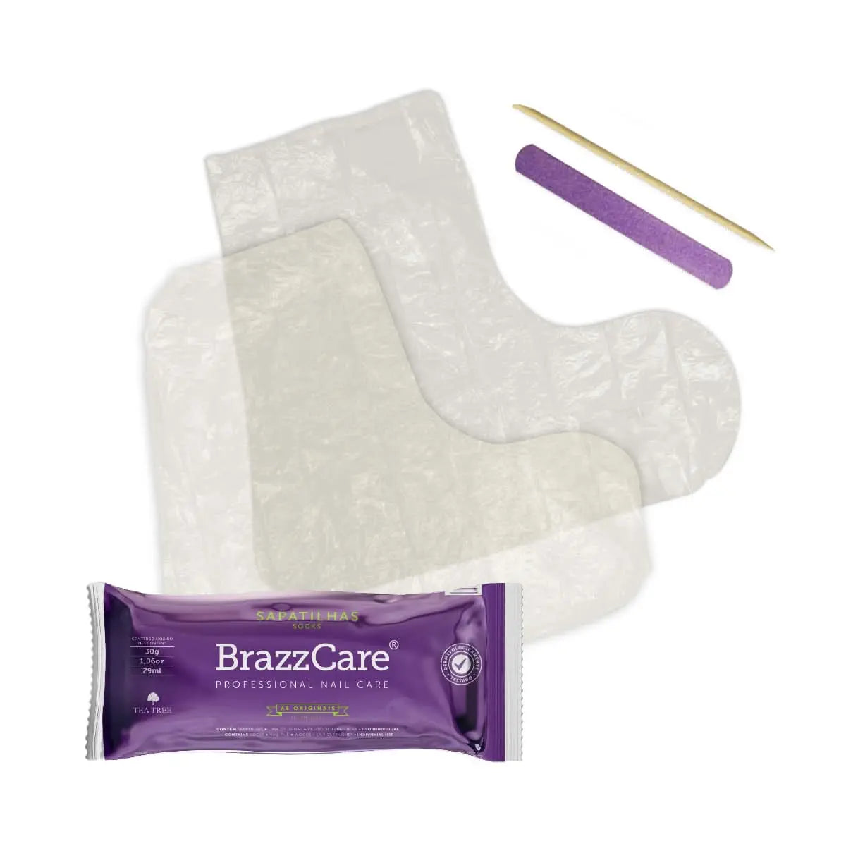 BrazzCare BalbCare Socks Chaussette Pédicure Brésilienne inclus 1 Lime et Bâtonnet OCIBEL