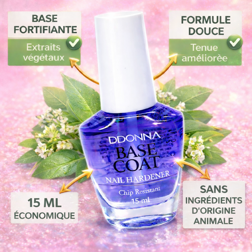 Nail Hardener 15 ml Base Coat Durcisseur Ongles – Soin Fortifiant aux Extraits Végétaux – Protection Anti-Casse et Anti-Écaillage – Formule Douce Sans Ingrédients d’Origine Animale OCIBEL
