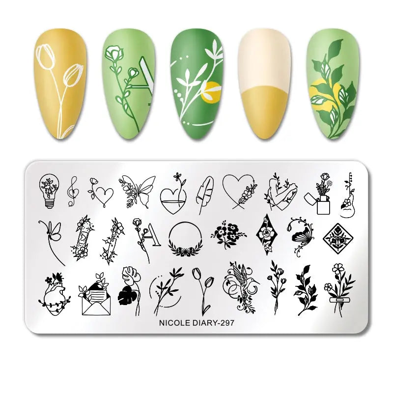 Plaque de Stamping pour Ongles Thème : Nature OCIBEL