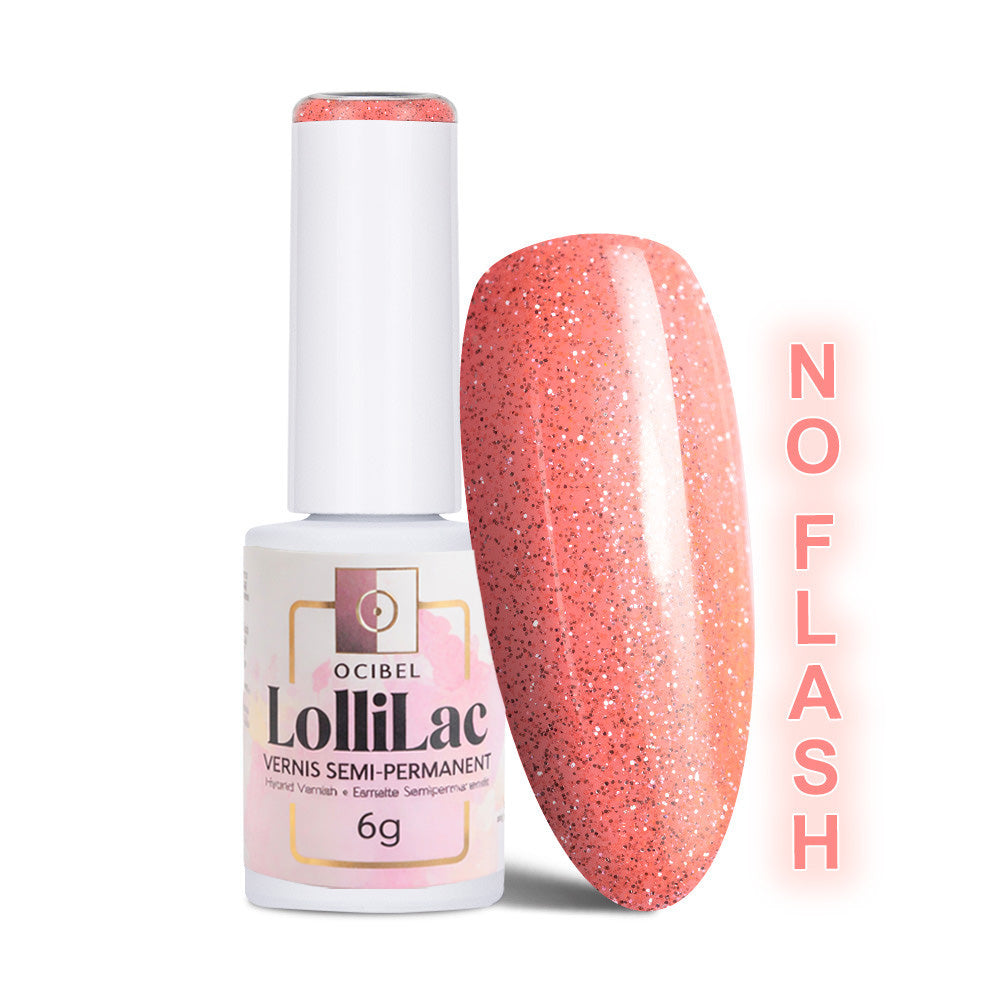 Vernis Semi Permanent UV / LED - Flash Glitter Light Orange 6g OCIBEL